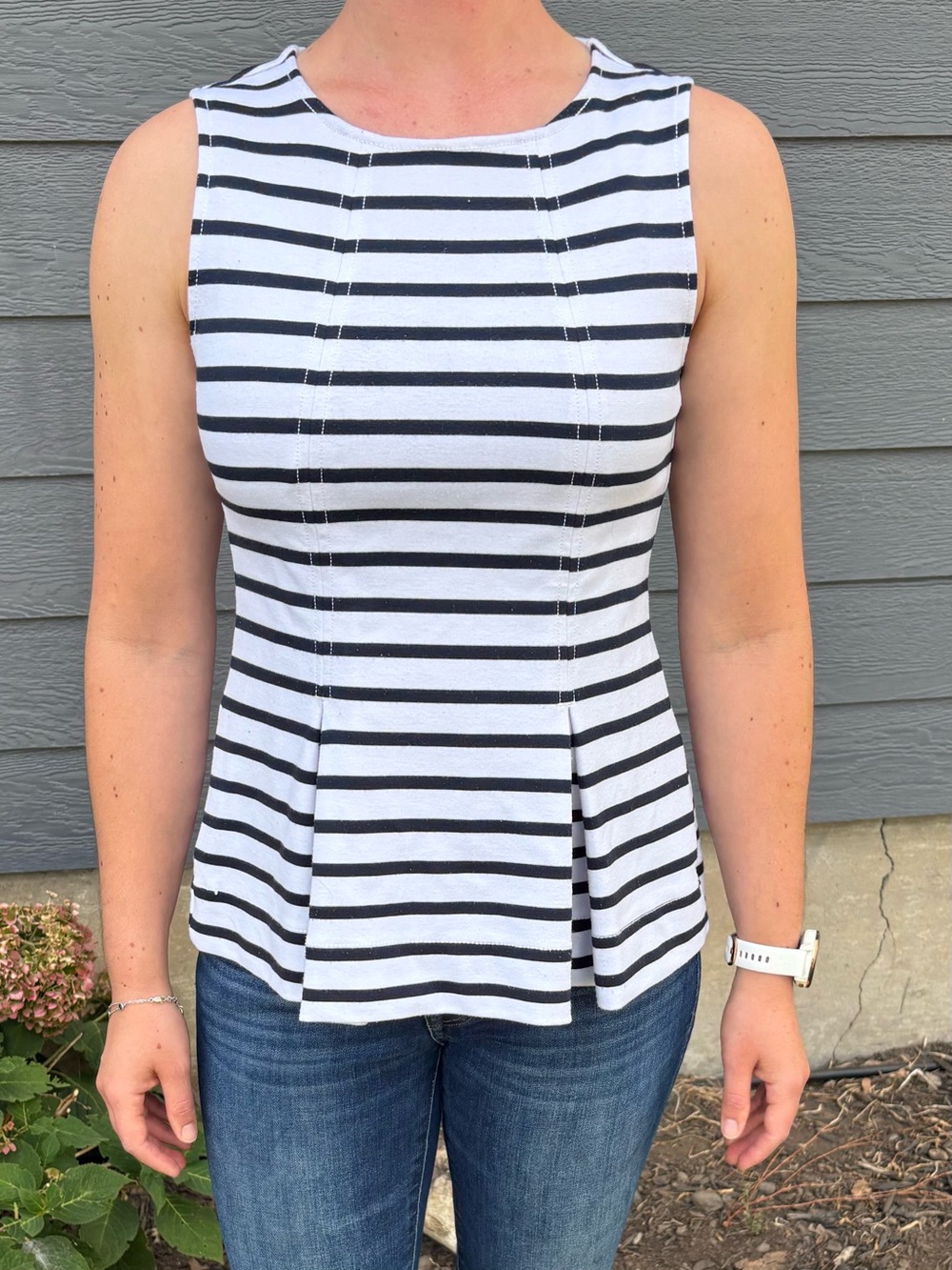 Banana Republic Striped Sleeveless Peplum Top